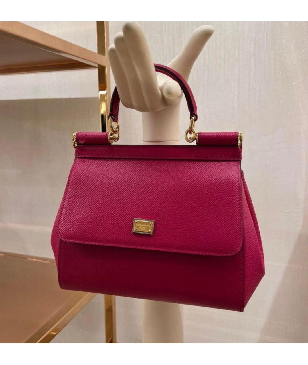 DOLCE&GABBANA Фуксия кожаная сумка через плечо, фото 3