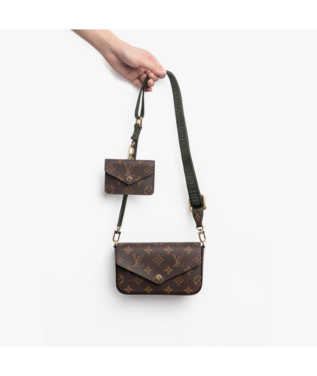 LOUIS VUITTON Коричневая кожаная сумка через плечо, фото 7