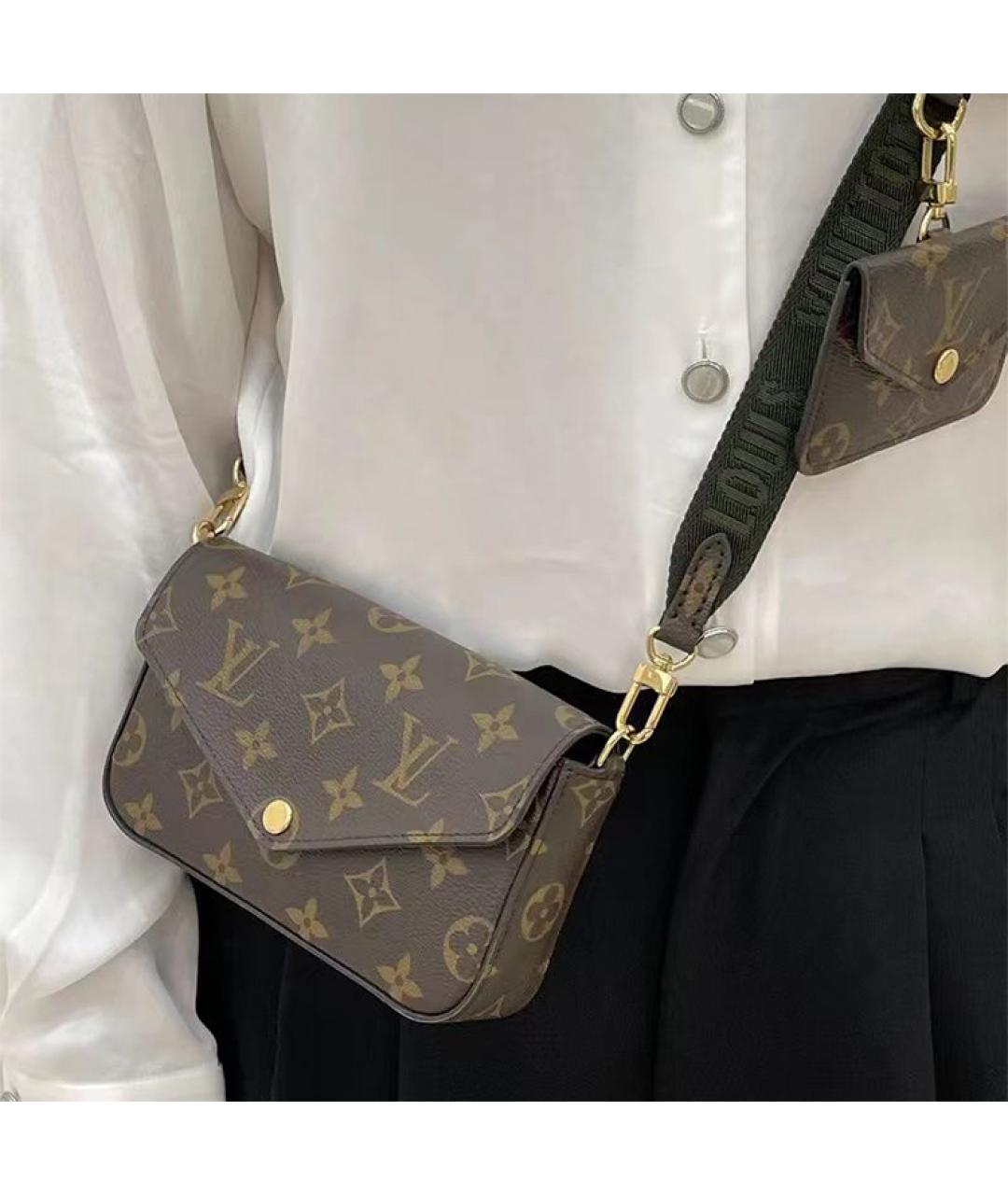 LOUIS VUITTON Коричневая кожаная сумка через плечо, фото 8