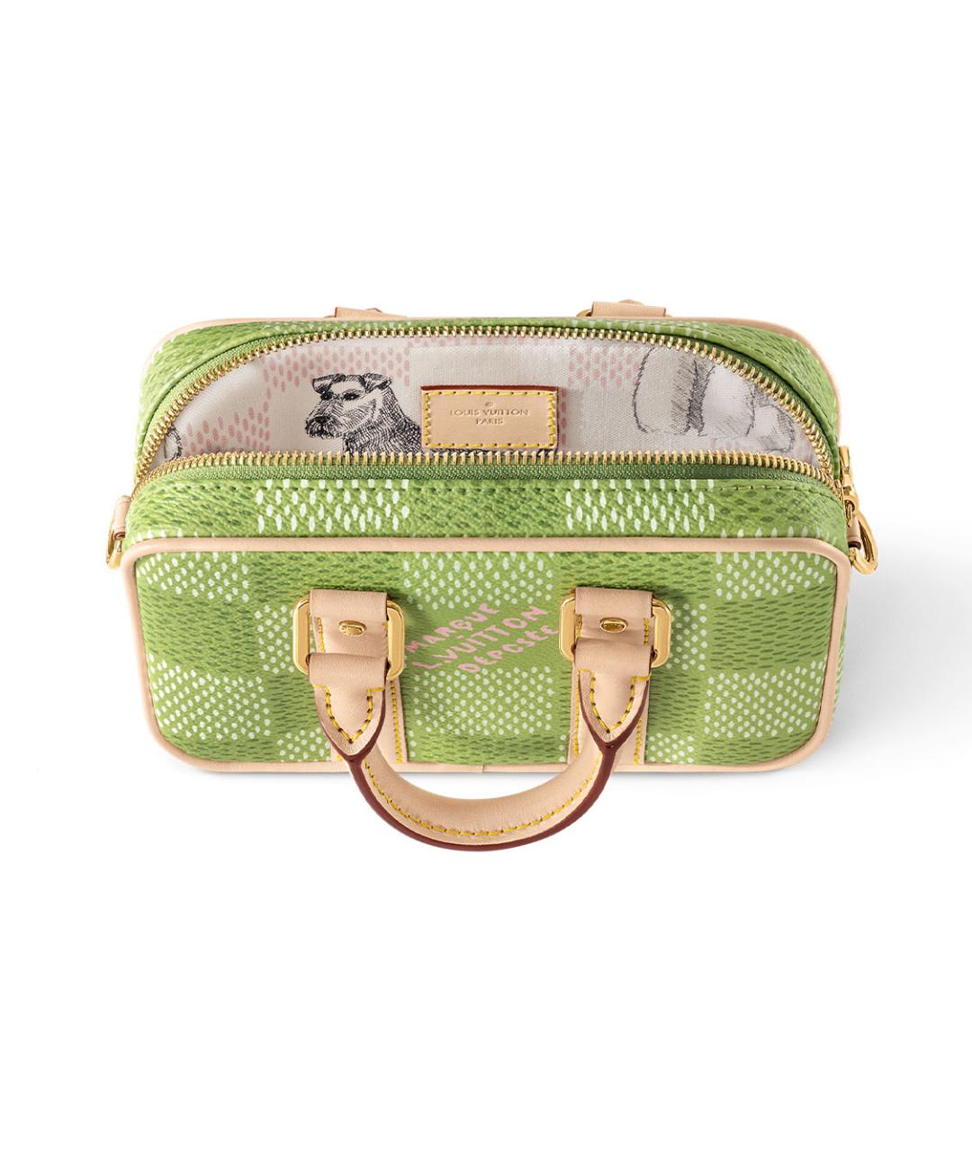 LOUIS VUITTON Зеленая кожаная сумка с короткими ручками, фото 4