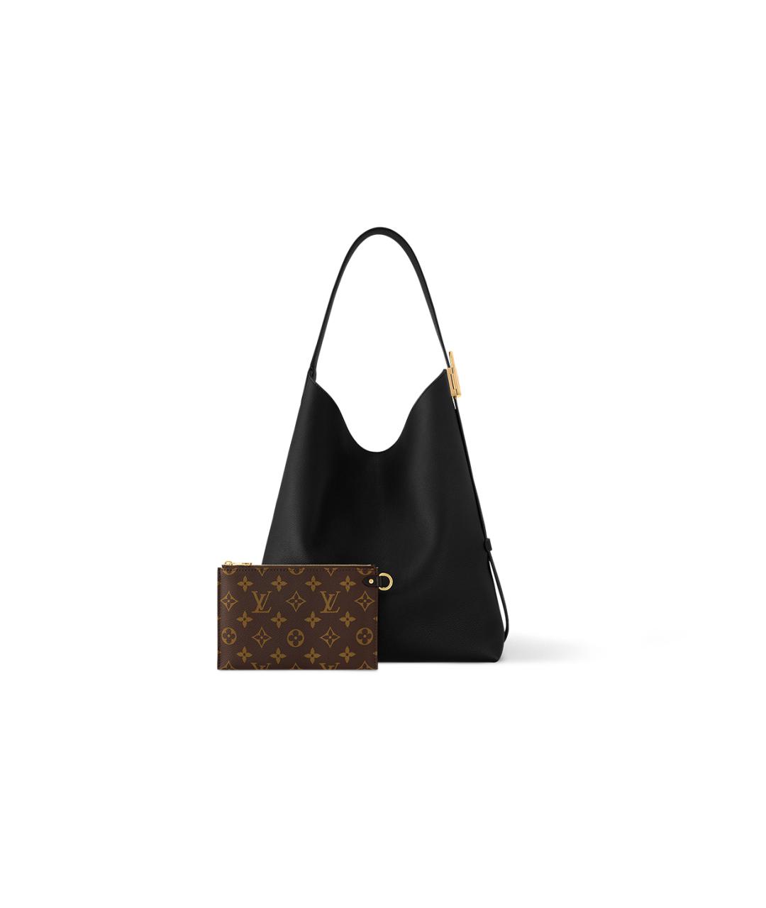 LOUIS VUITTON Черная кожаная сумка через плечо, фото 3