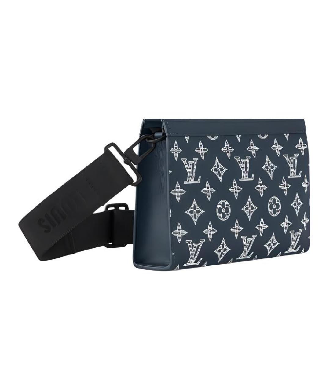 LOUIS VUITTON Темно-синяя кожаная сумка на плечо, фото 3