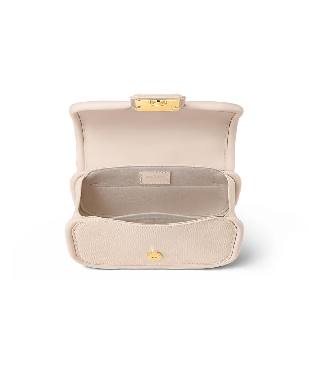 LOUIS VUITTON Бежевая кожаная сумка с короткими ручками, фото 4