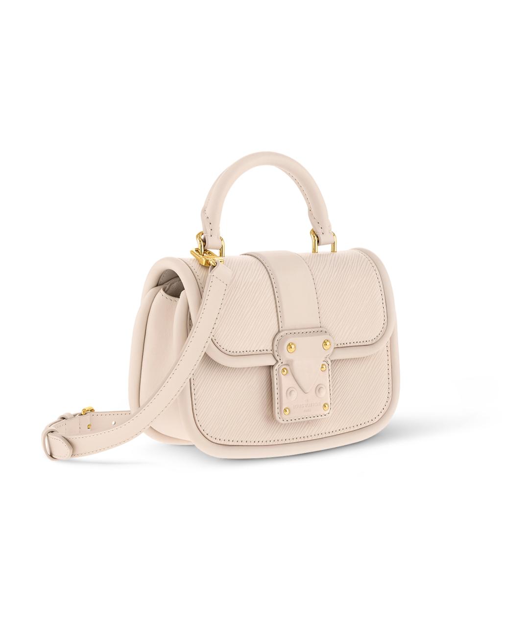 LOUIS VUITTON Бежевая кожаная сумка с короткими ручками, фото 2