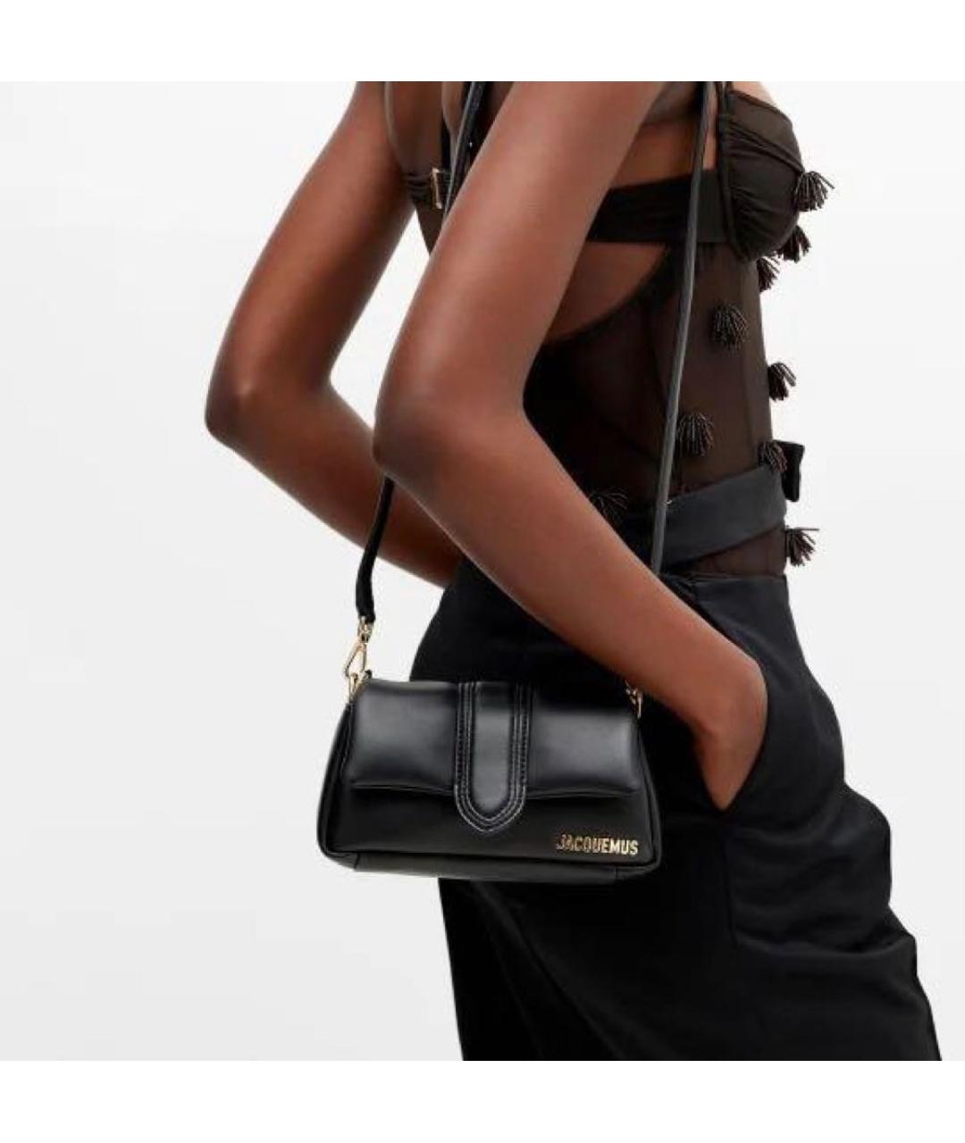 JACQUEMUS Черная кожаная сумка через плечо, фото 5