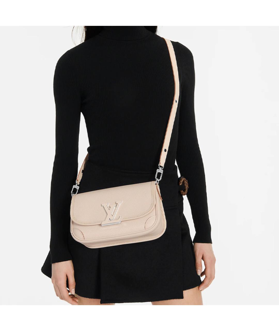 LOUIS VUITTON Бежевая кожаная сумка через плечо, фото 7