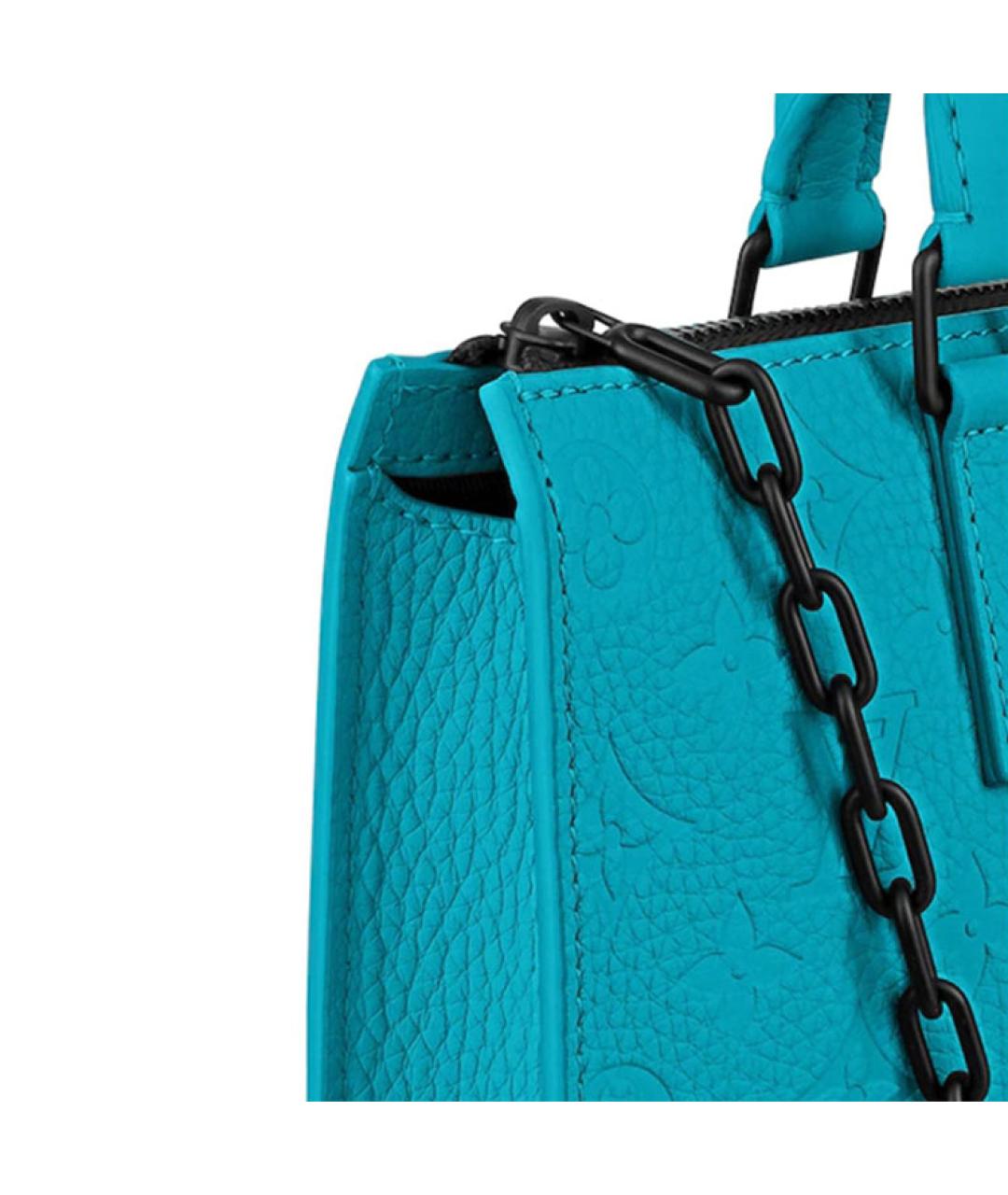 LOUIS VUITTON Бирюзовая кожаная сумка с короткими ручками, фото 5