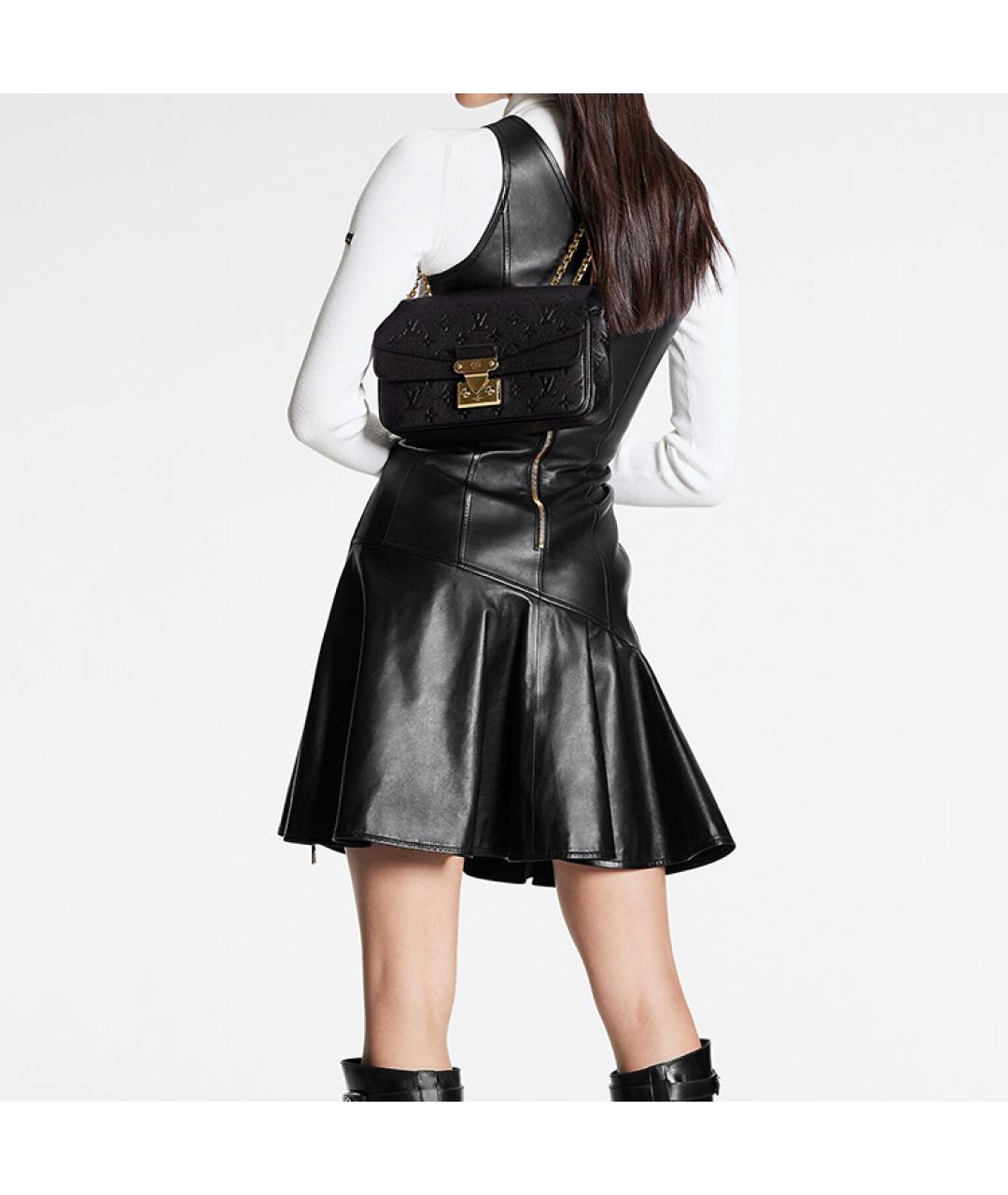 LOUIS VUITTON Черная кожаная сумка через плечо, фото 6