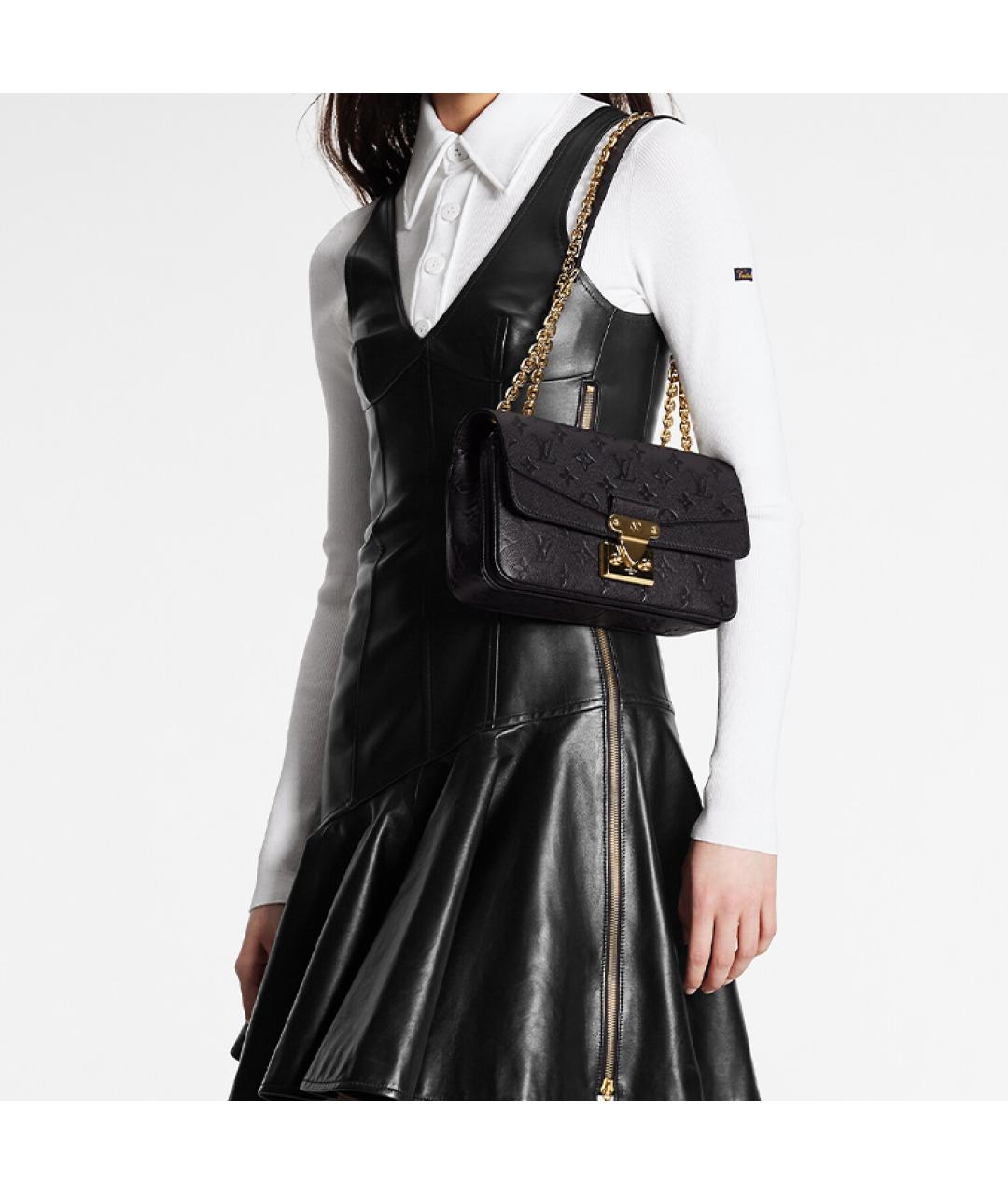 LOUIS VUITTON Черная кожаная сумка через плечо, фото 7