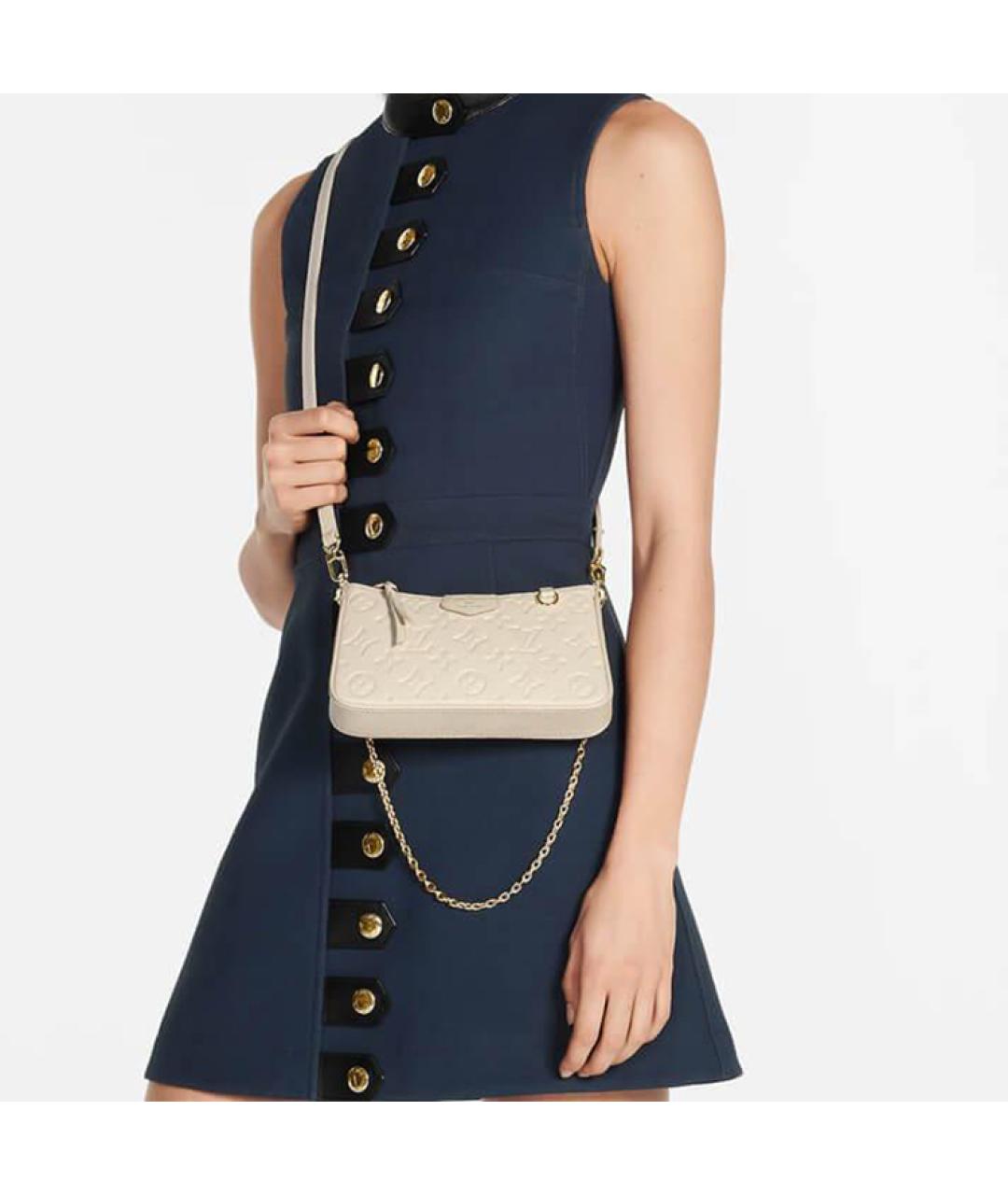 LOUIS VUITTON Бежевая кожаная сумка через плечо, фото 8