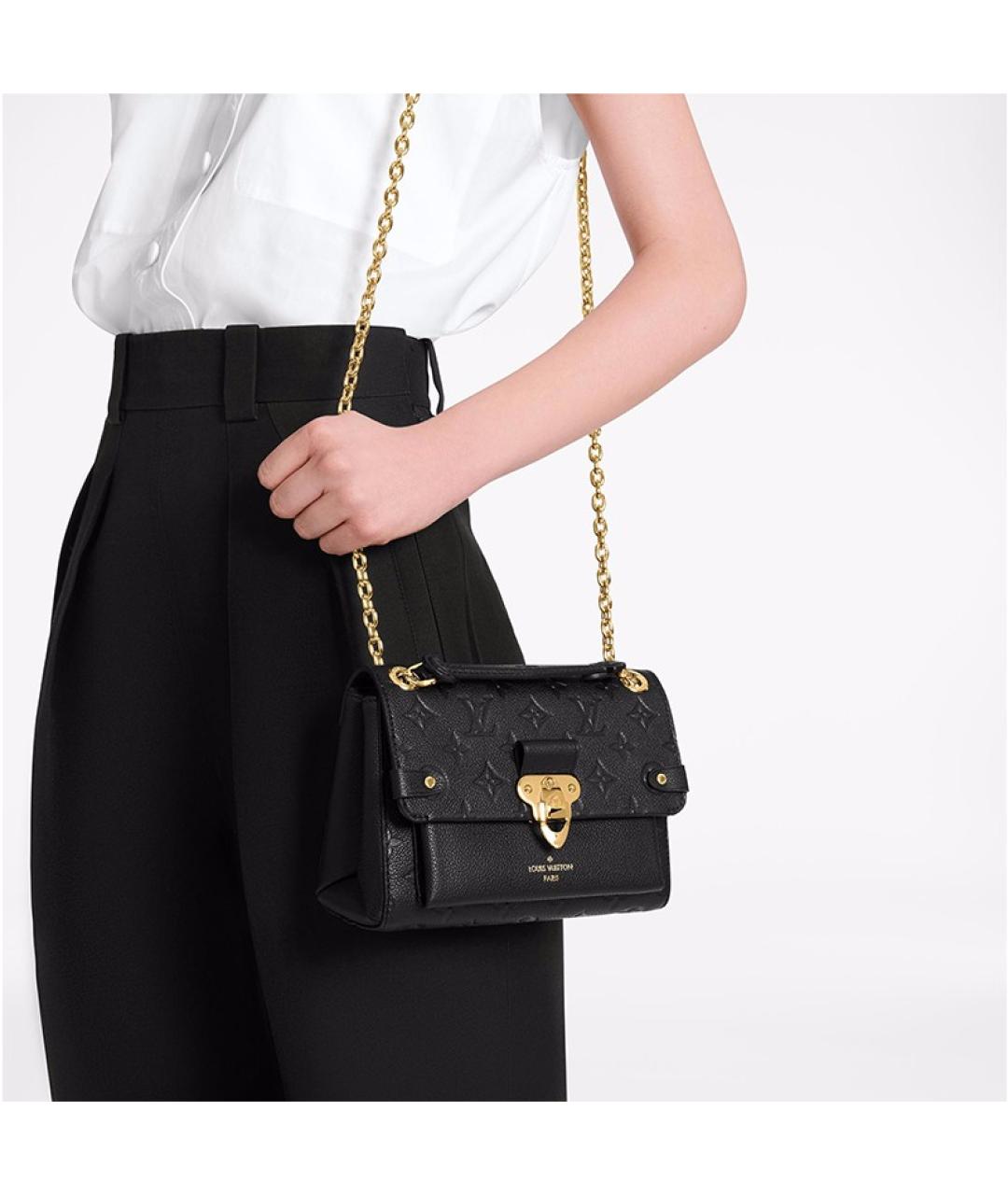 LOUIS VUITTON Черная кожаная сумка через плечо, фото 7