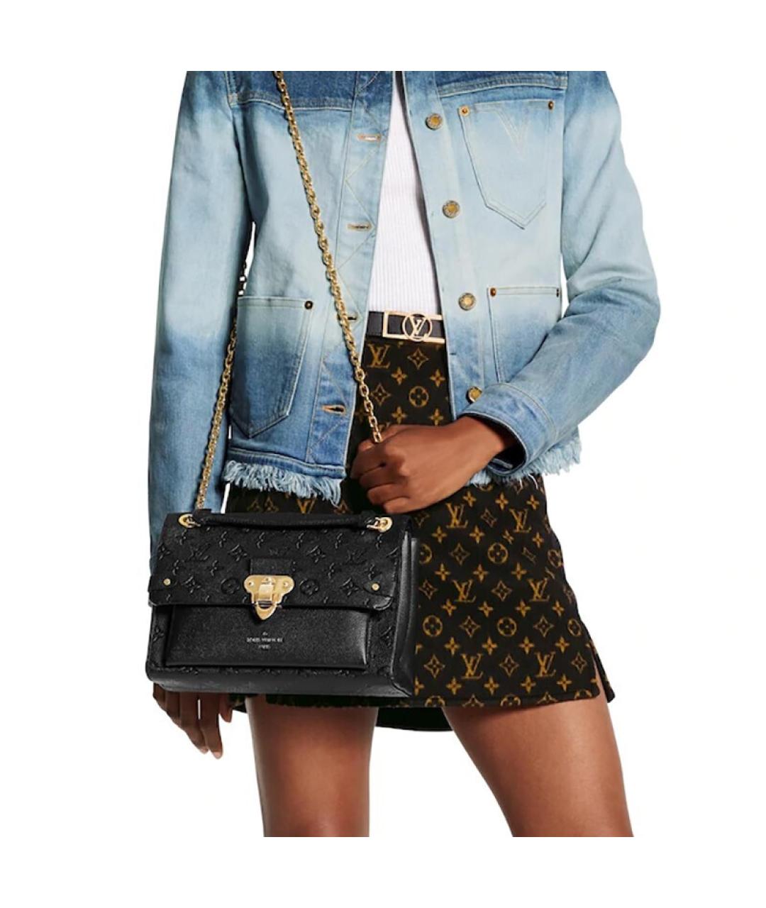 LOUIS VUITTON Черная кожаная сумка через плечо, фото 6