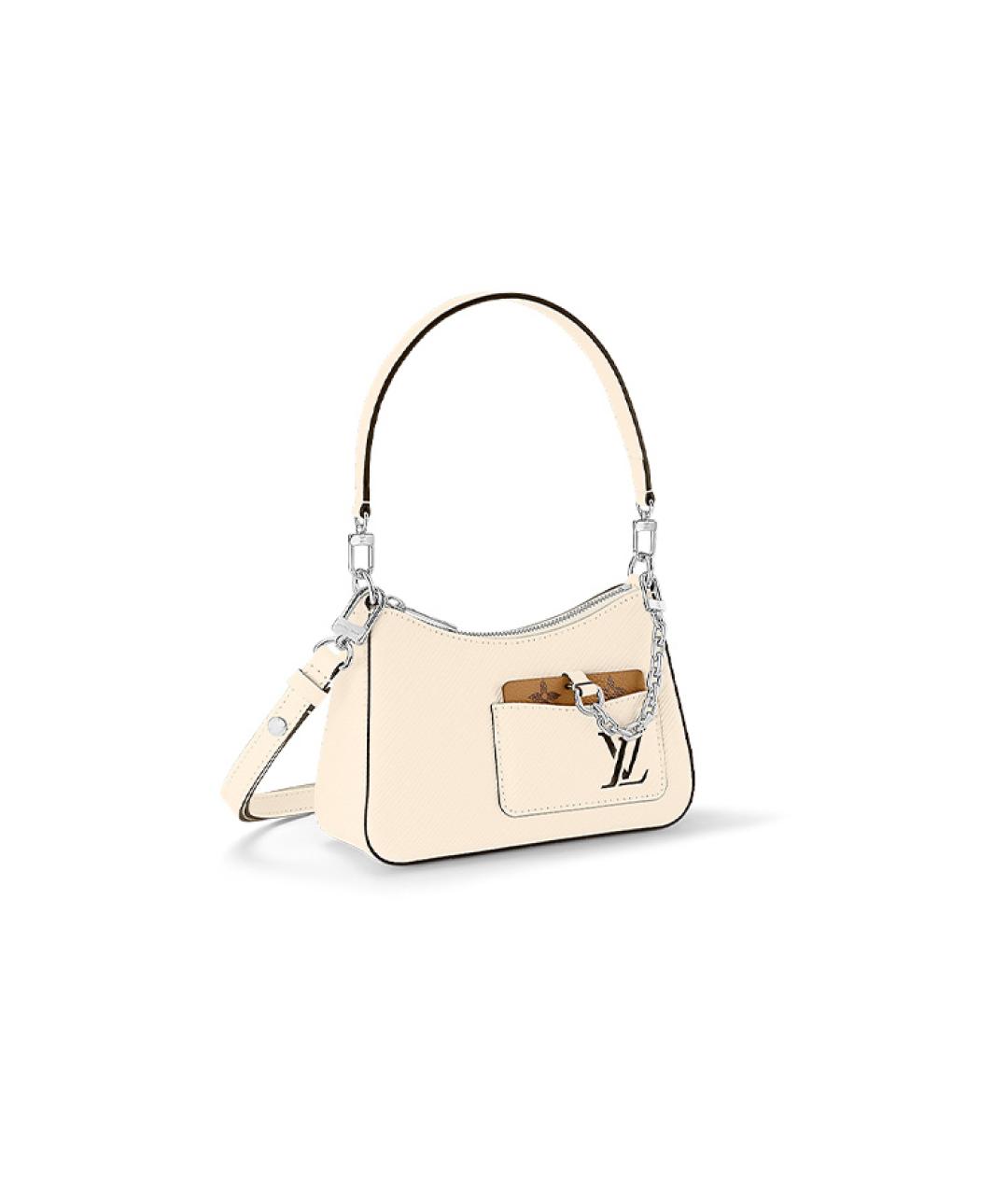 LOUIS VUITTON Бежевая кожаная сумка через плечо, фото 2