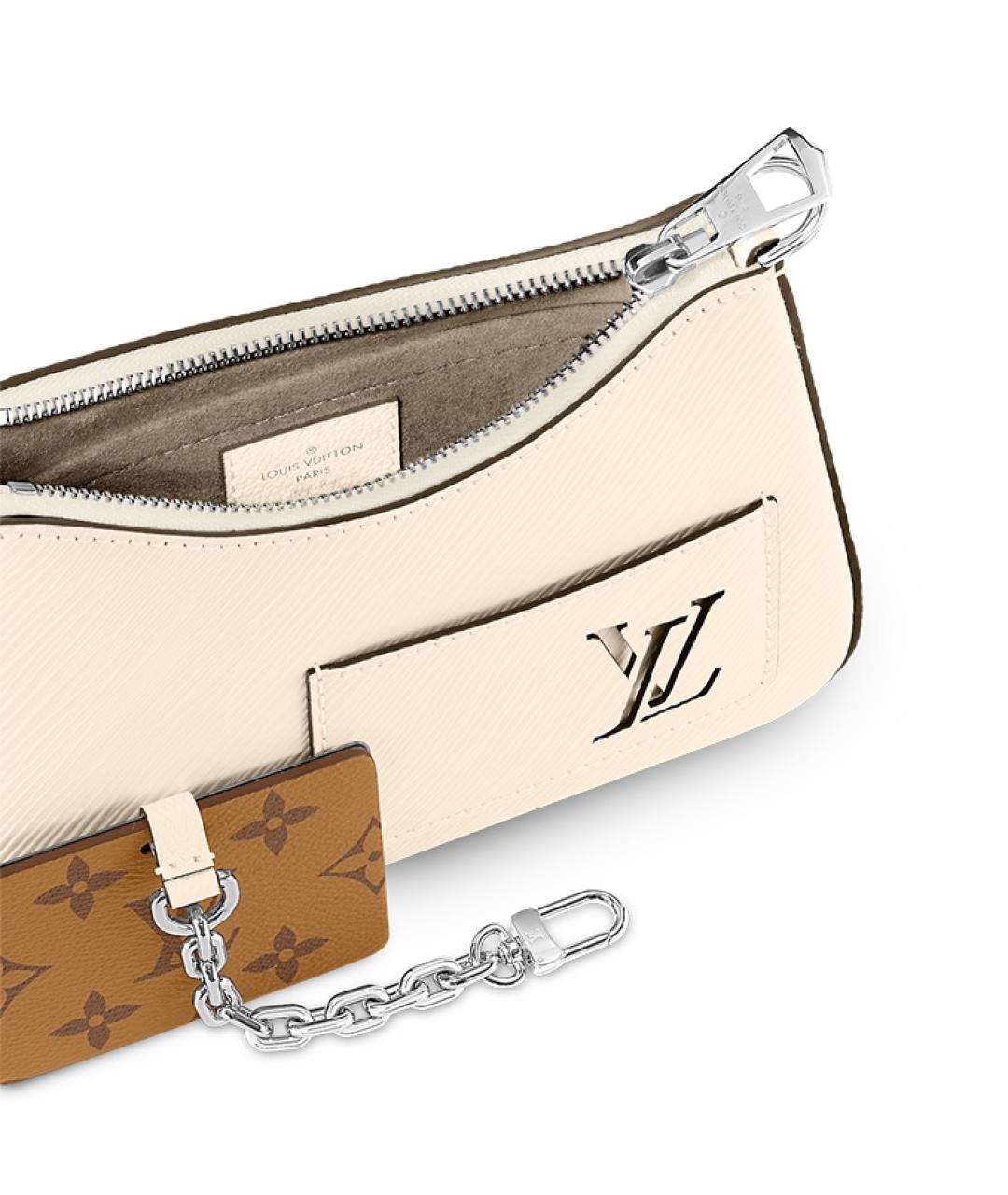LOUIS VUITTON Бежевая кожаная сумка через плечо, фото 6
