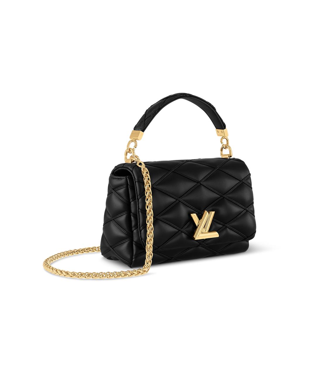 LOUIS VUITTON Черная кожаная сумка с короткими ручками, фото 2