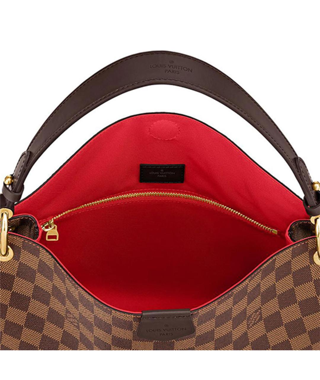 LOUIS VUITTON Коричневая кожаная сумка через плечо, фото 5