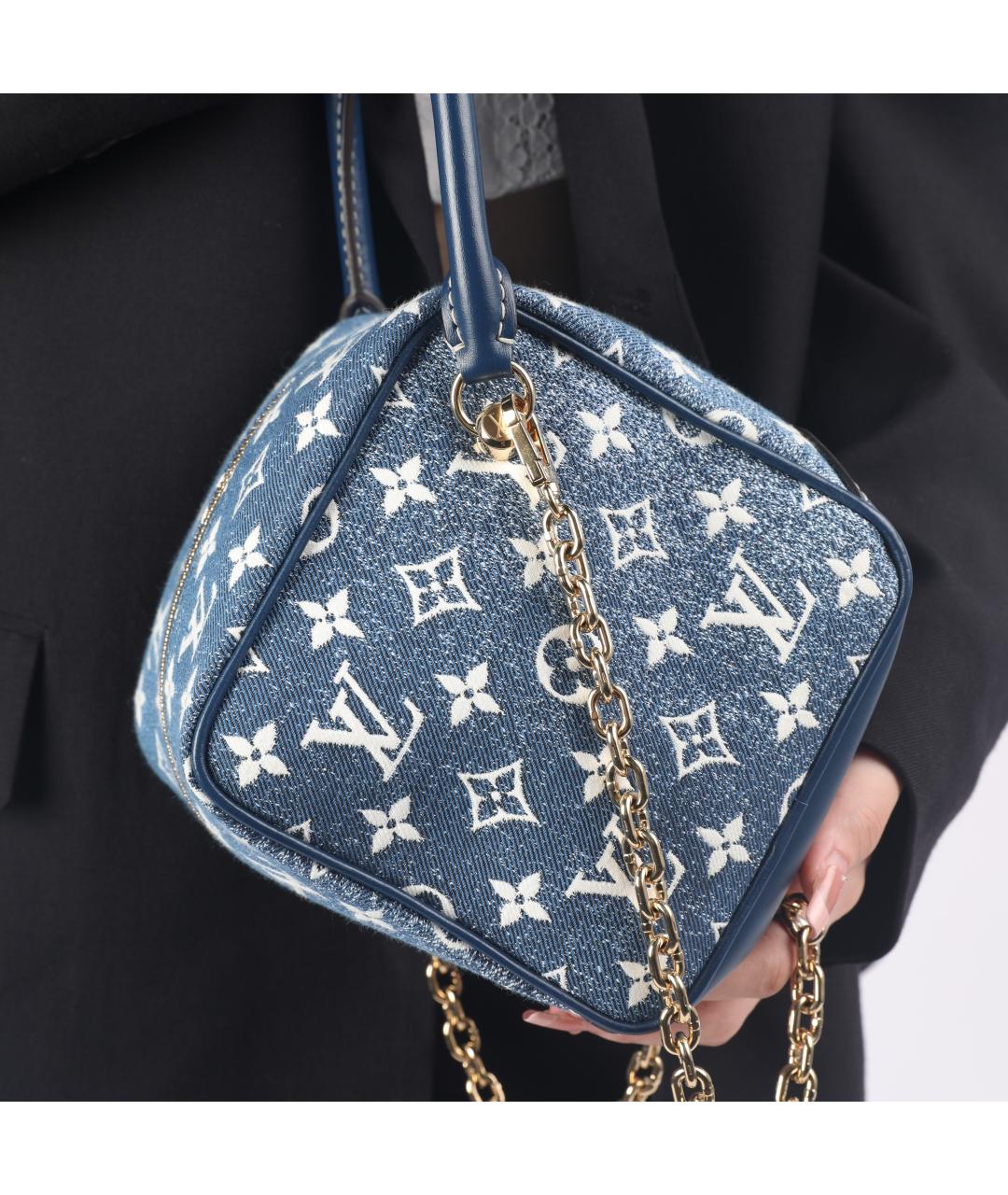 LOUIS VUITTON Синяя деним сумка с короткими ручками, фото 7