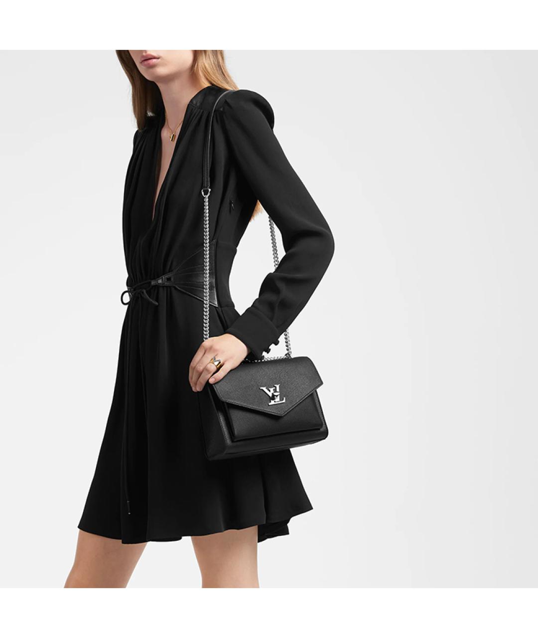 LOUIS VUITTON Черная кожаная сумка через плечо, фото 6