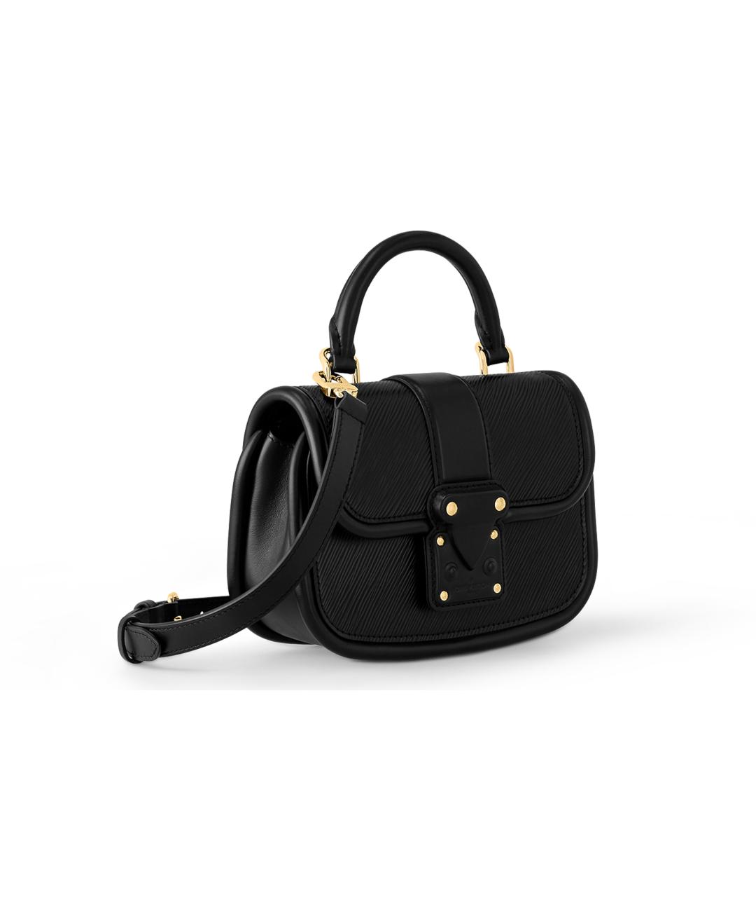 LOUIS VUITTON Черная кожаная сумка с короткими ручками, фото 2