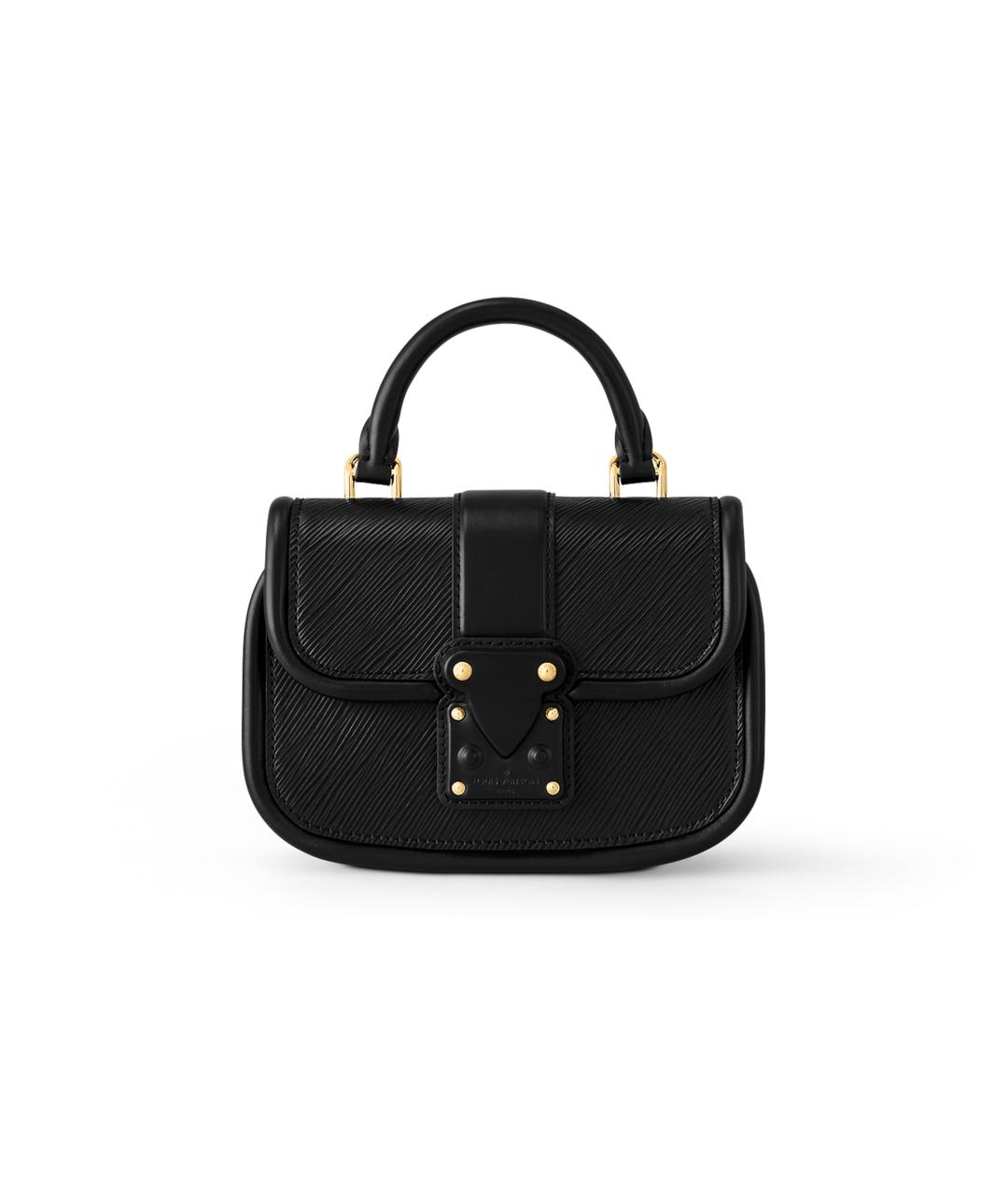 LOUIS VUITTON Черная кожаная сумка с короткими ручками, фото 1