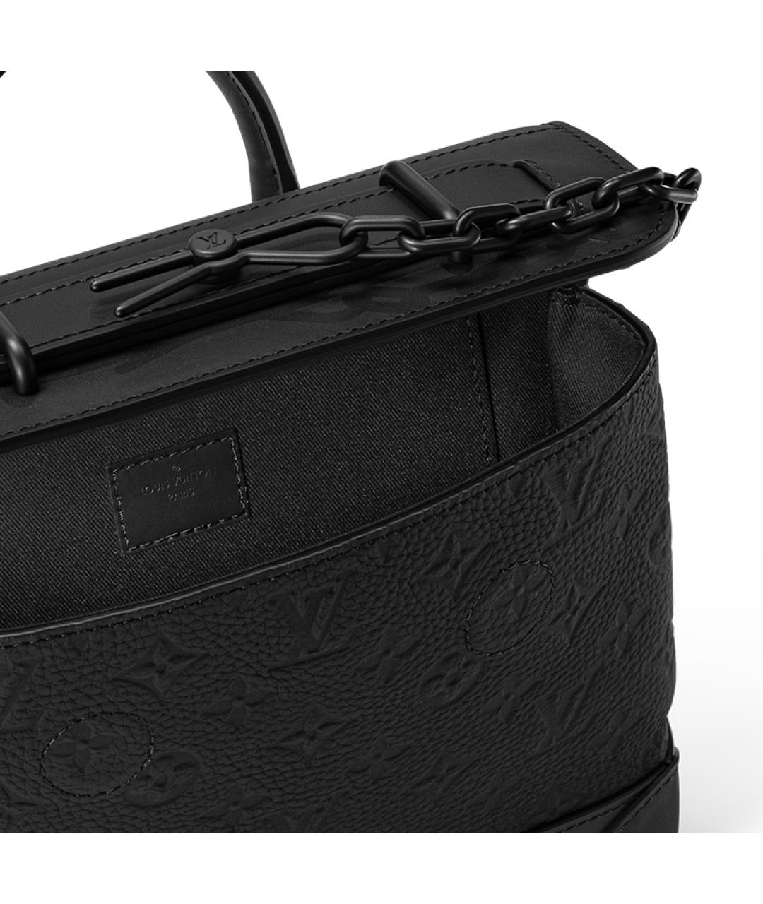LOUIS VUITTON Черная кожаная сумка с короткими ручками, фото 6