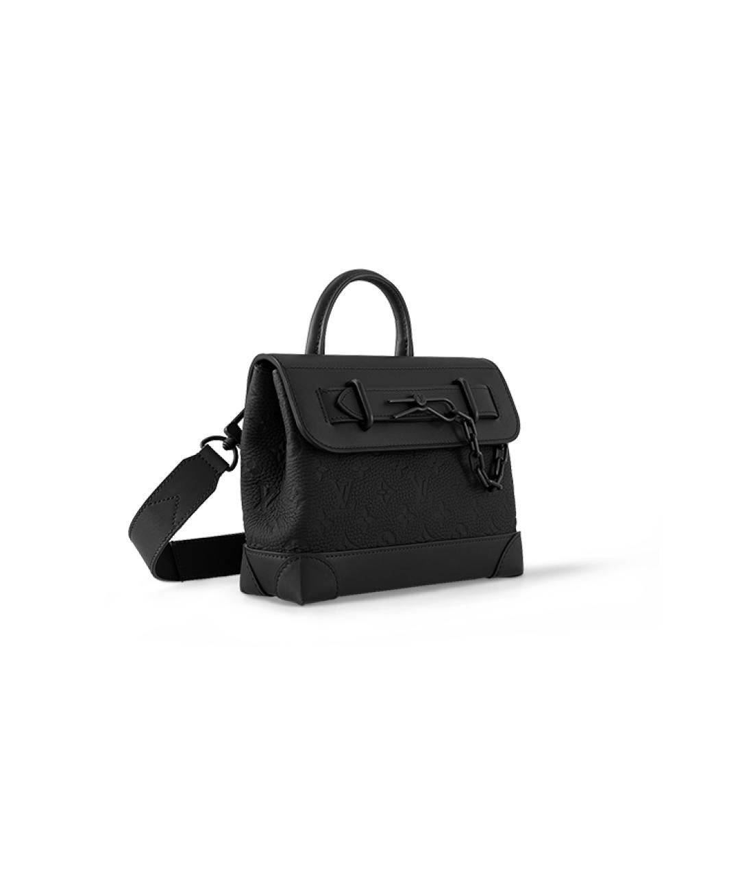 LOUIS VUITTON Черная кожаная сумка с короткими ручками, фото 2