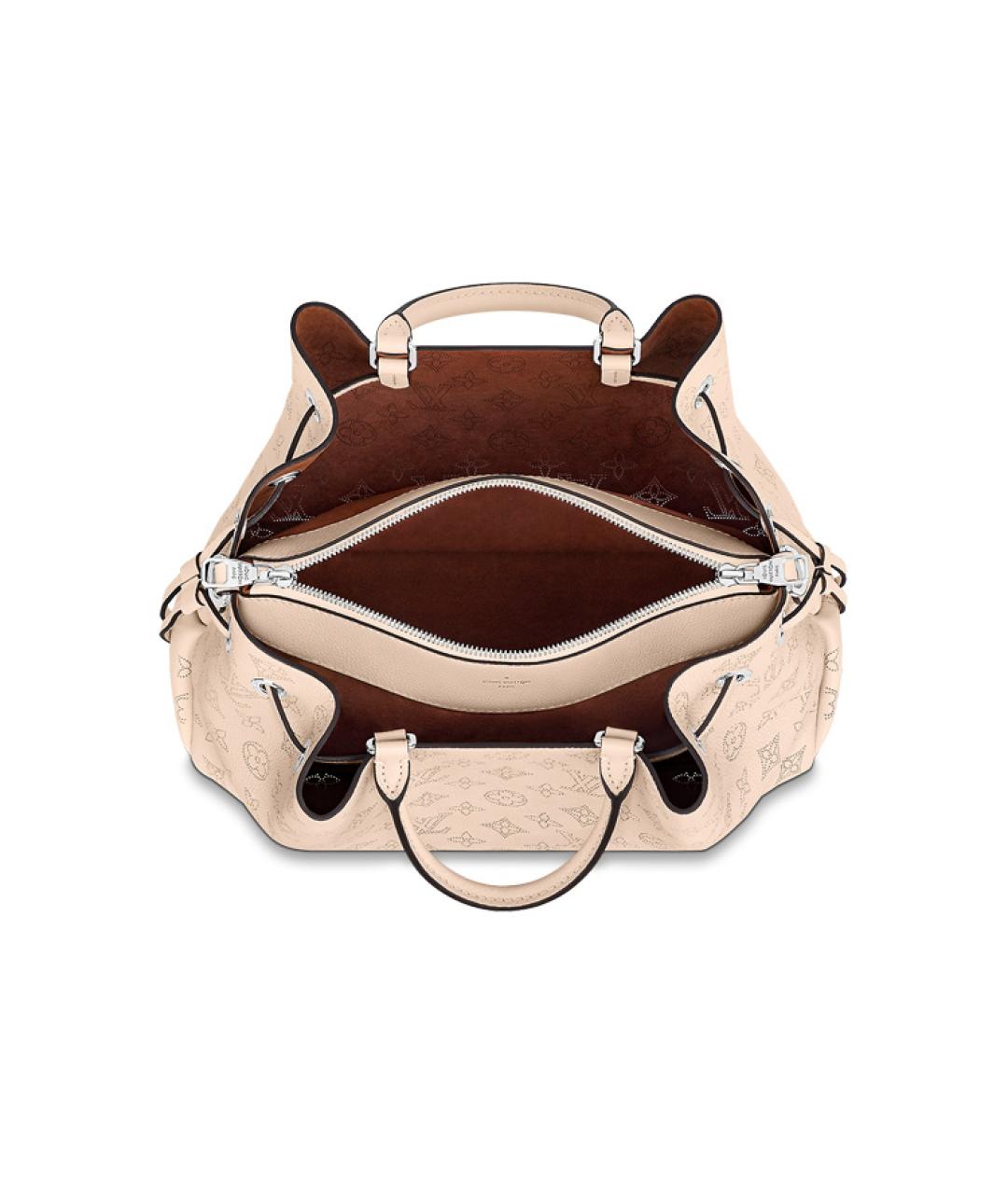 LOUIS VUITTON Бежевая кожаная сумка с короткими ручками, фото 4