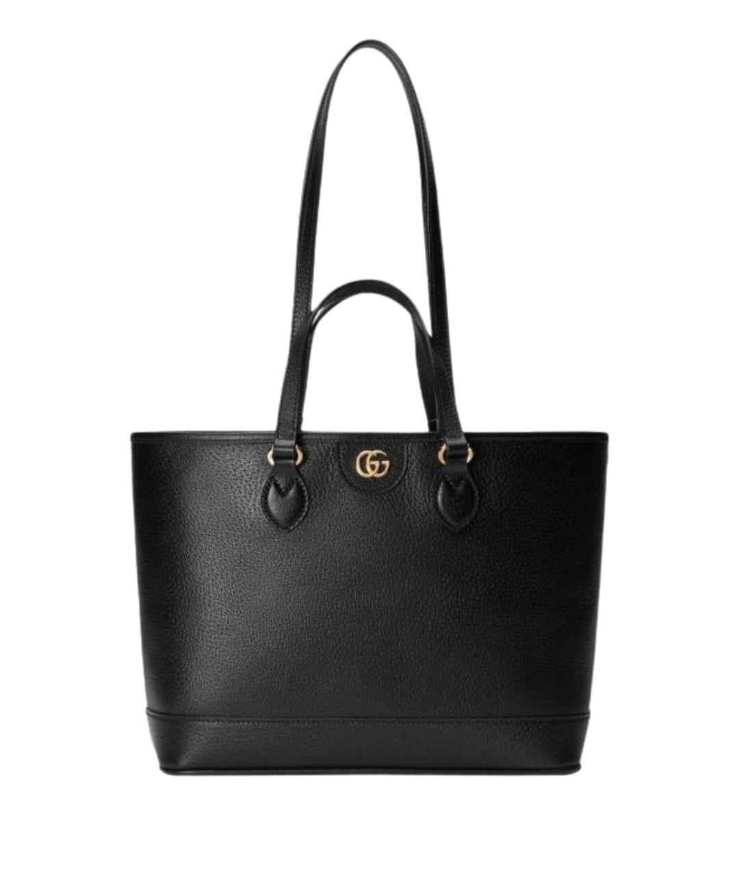 GUCCI Черная кожаная сумка тоут, фото 1