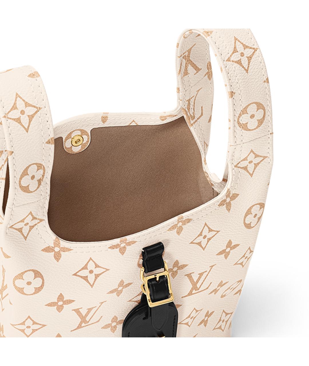 LOUIS VUITTON Бежевая кожаная сумка с короткими ручками, фото 5