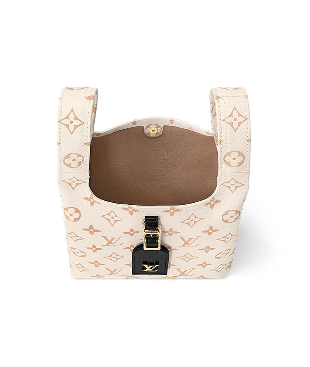 LOUIS VUITTON Бежевая кожаная сумка с короткими ручками, фото 3