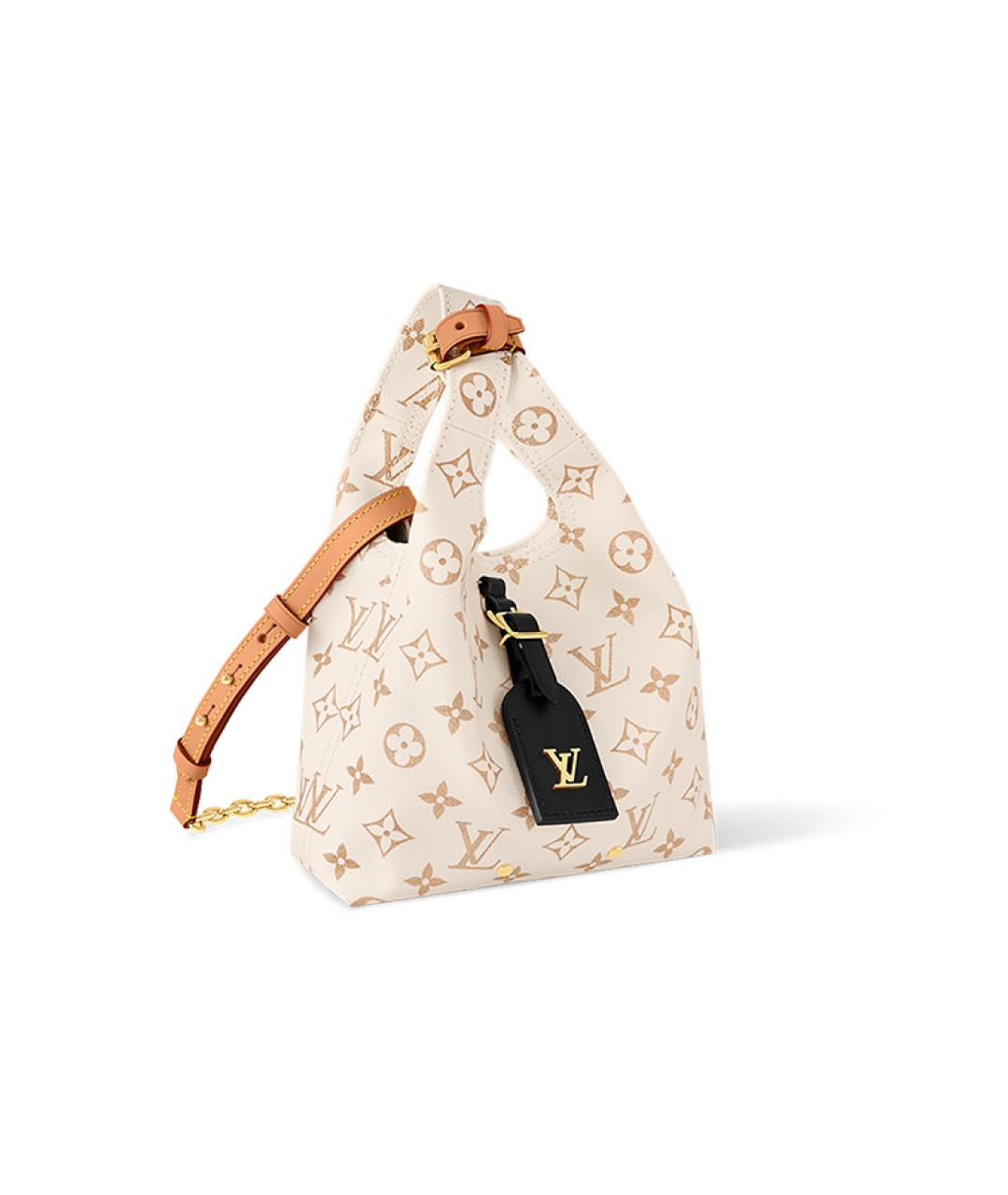 LOUIS VUITTON Бежевая кожаная сумка с короткими ручками, фото 2