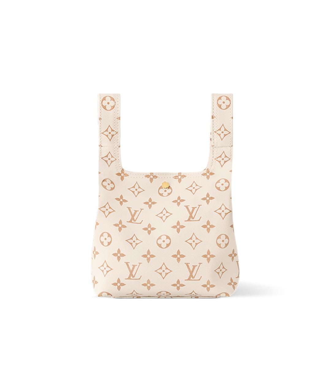 LOUIS VUITTON Бежевая кожаная сумка с короткими ручками, фото 4