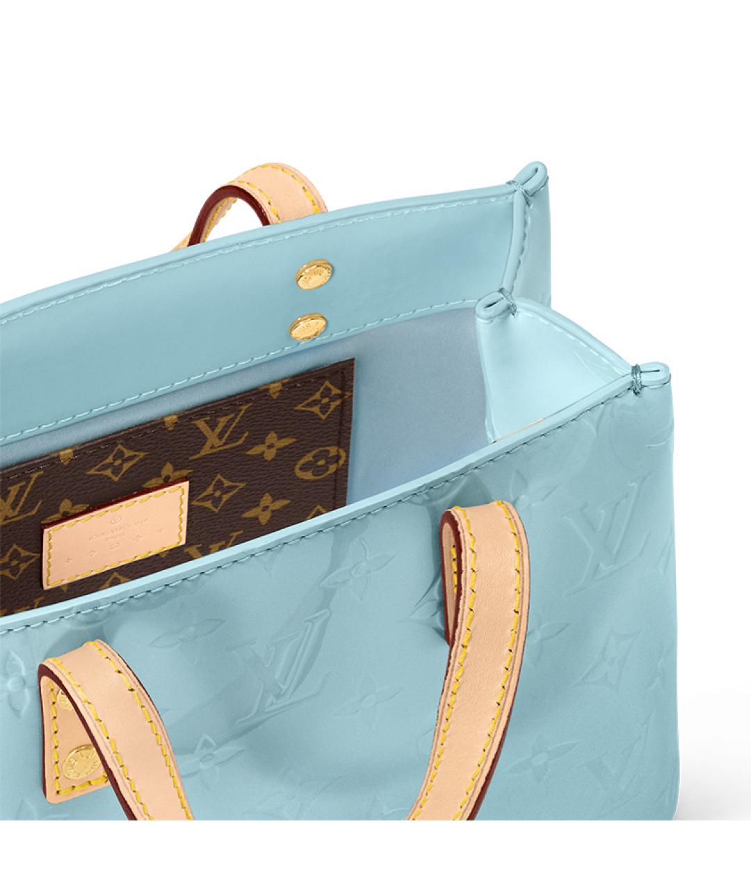 LOUIS VUITTON Голубая кожаная сумка тоут, фото 4