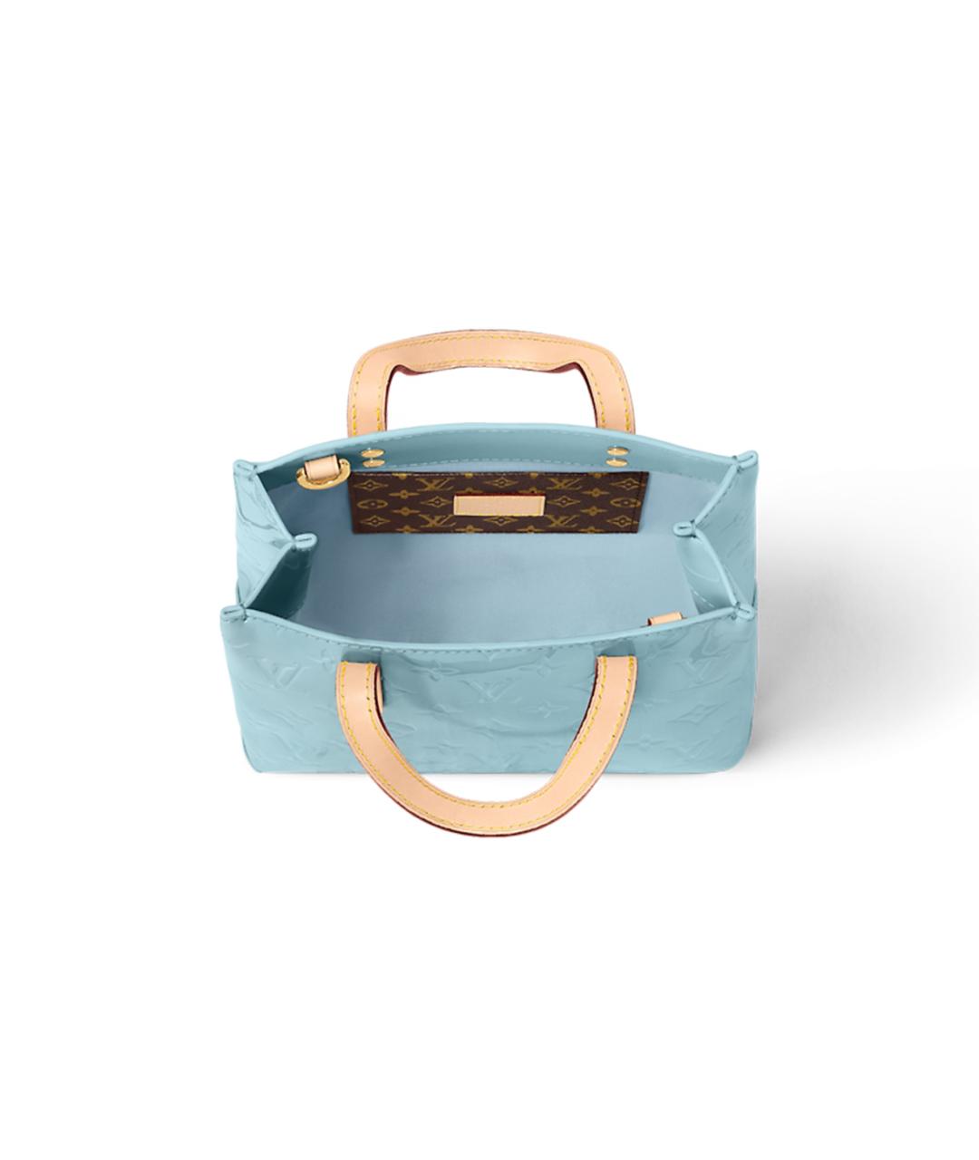 LOUIS VUITTON Голубая кожаная сумка тоут, фото 3