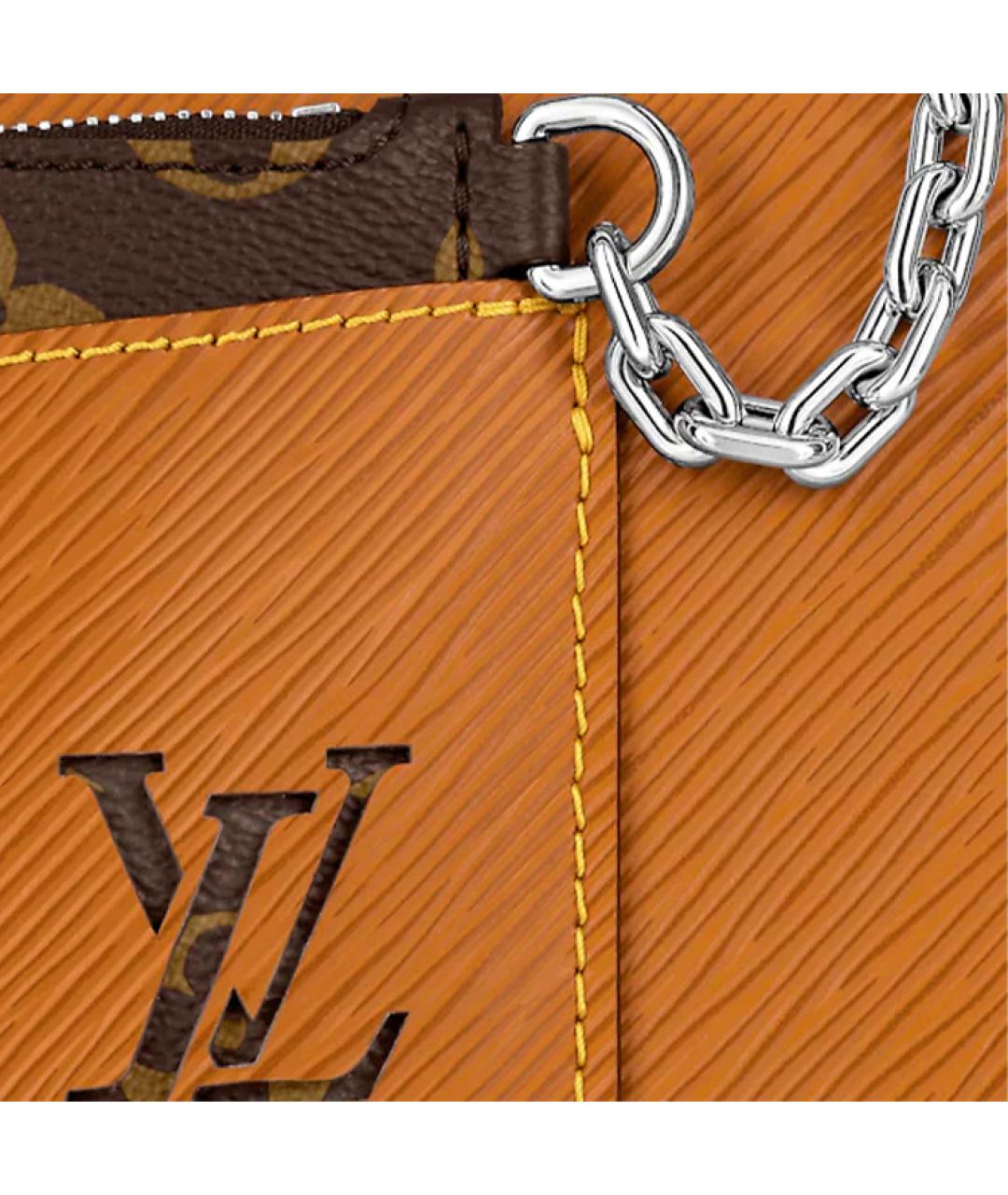 LOUIS VUITTON Горчичная кожаная сумка с короткими ручками, фото 6