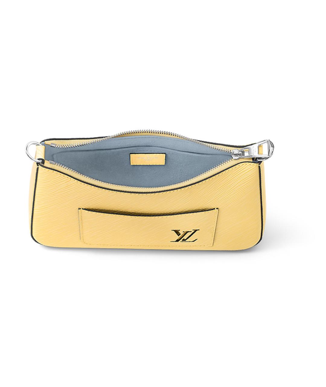 LOUIS VUITTON Желтая кожаная сумка с короткими ручками, фото 3