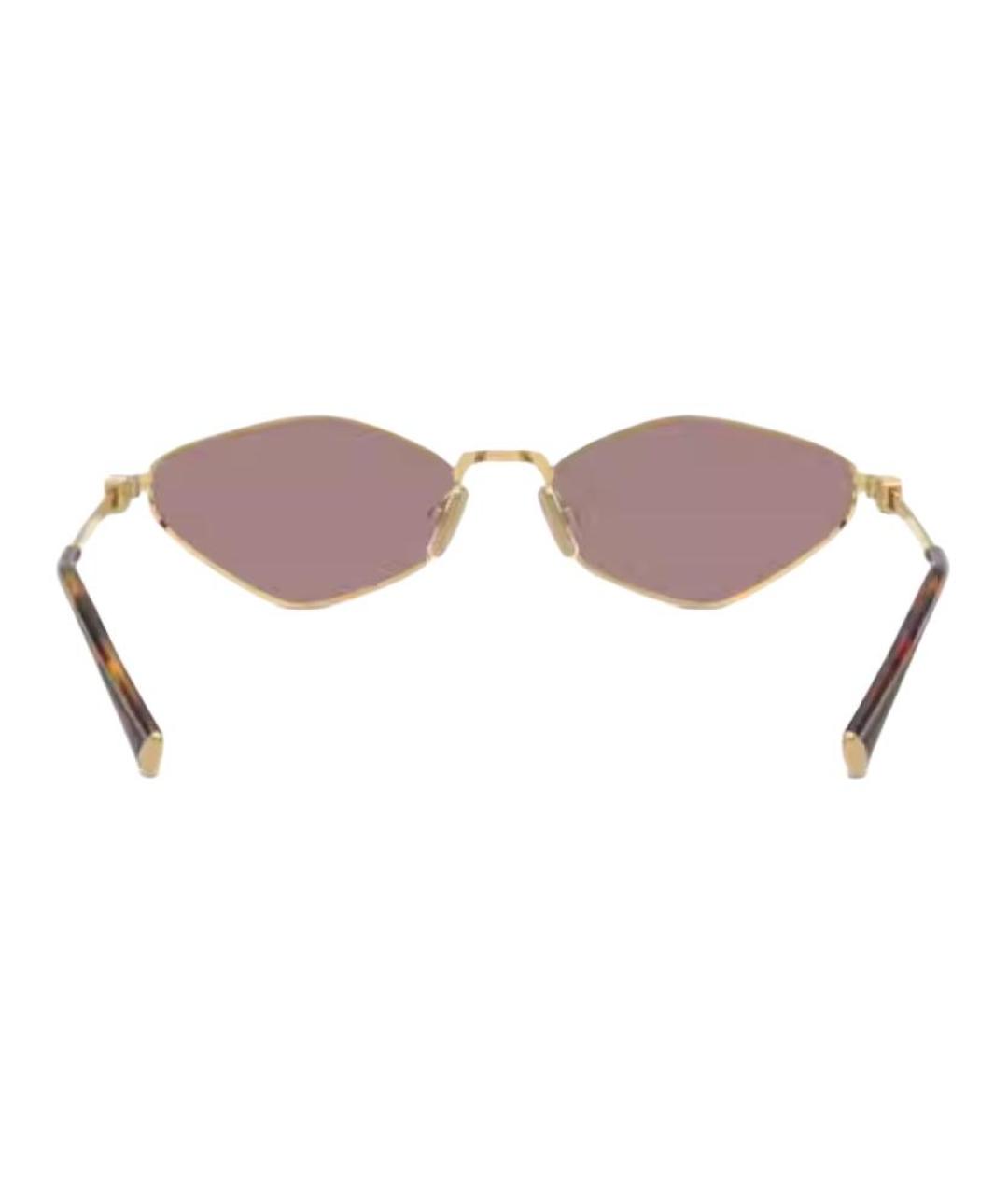 MIU MIU Золотые металлические солнцезащитные очки, фото 5
