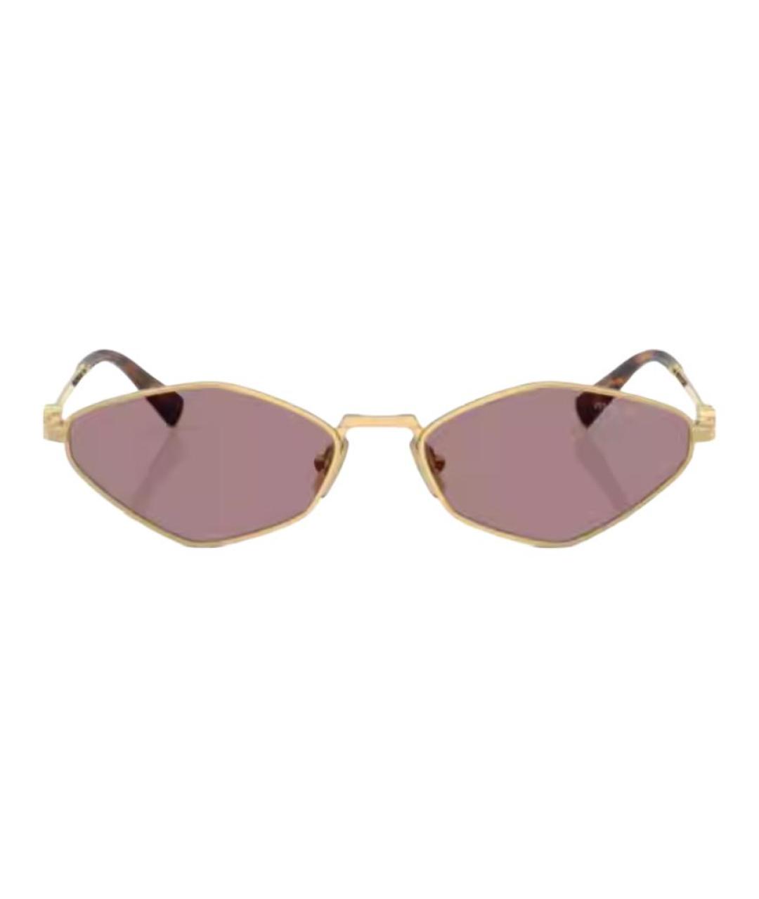 MIU MIU Золотые металлические солнцезащитные очки, фото 3