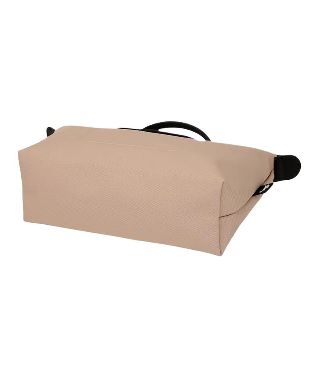 LONGCHAMP Бежевая тканевая сумка с короткими ручками, фото 5