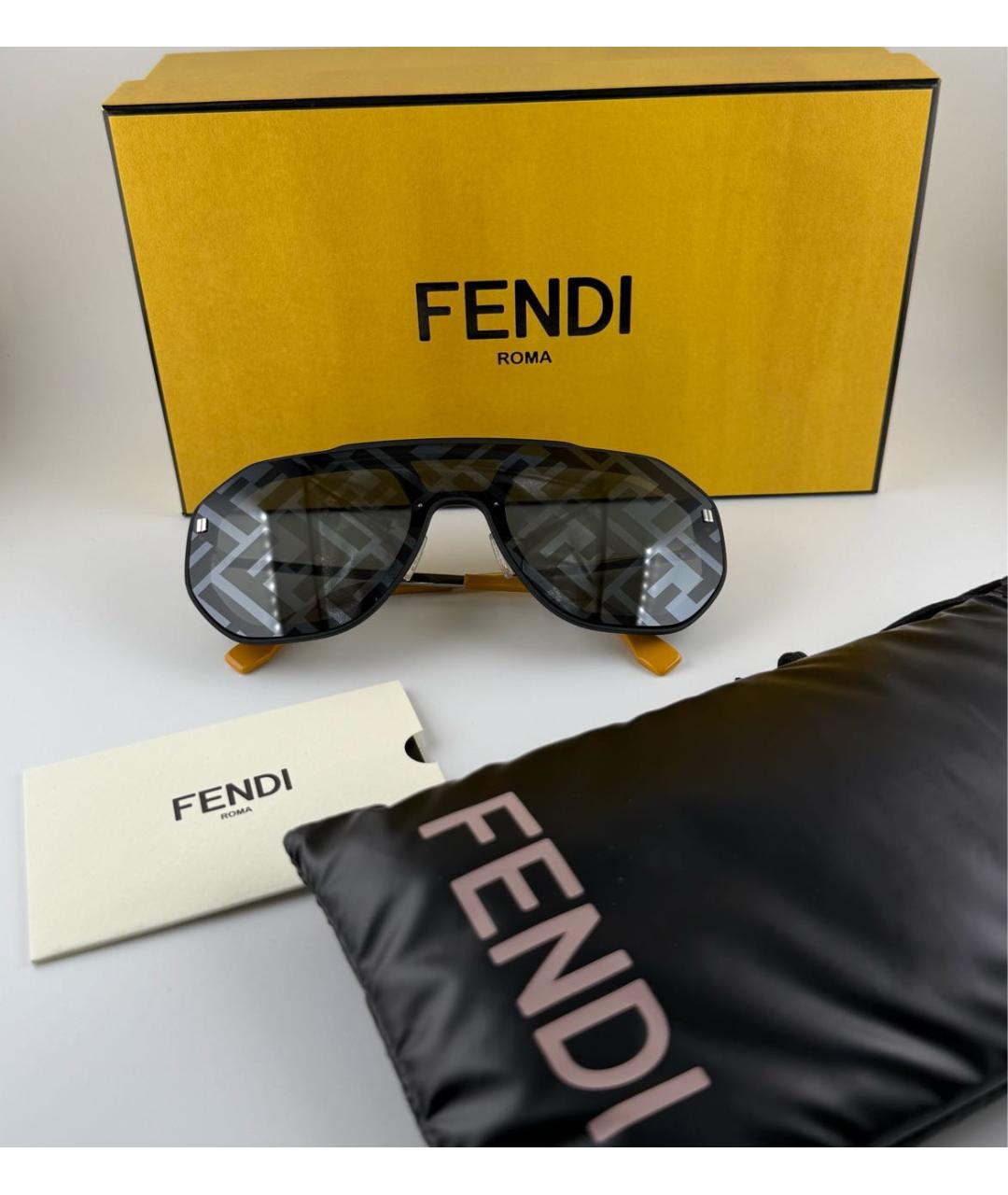 FENDI Черные металлические солнцезащитные очки, фото 4