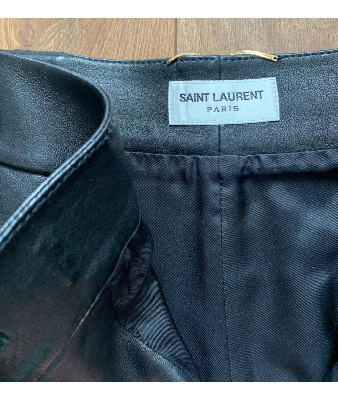 SAINT LAURENT Черные кожаные шорты, фото 7