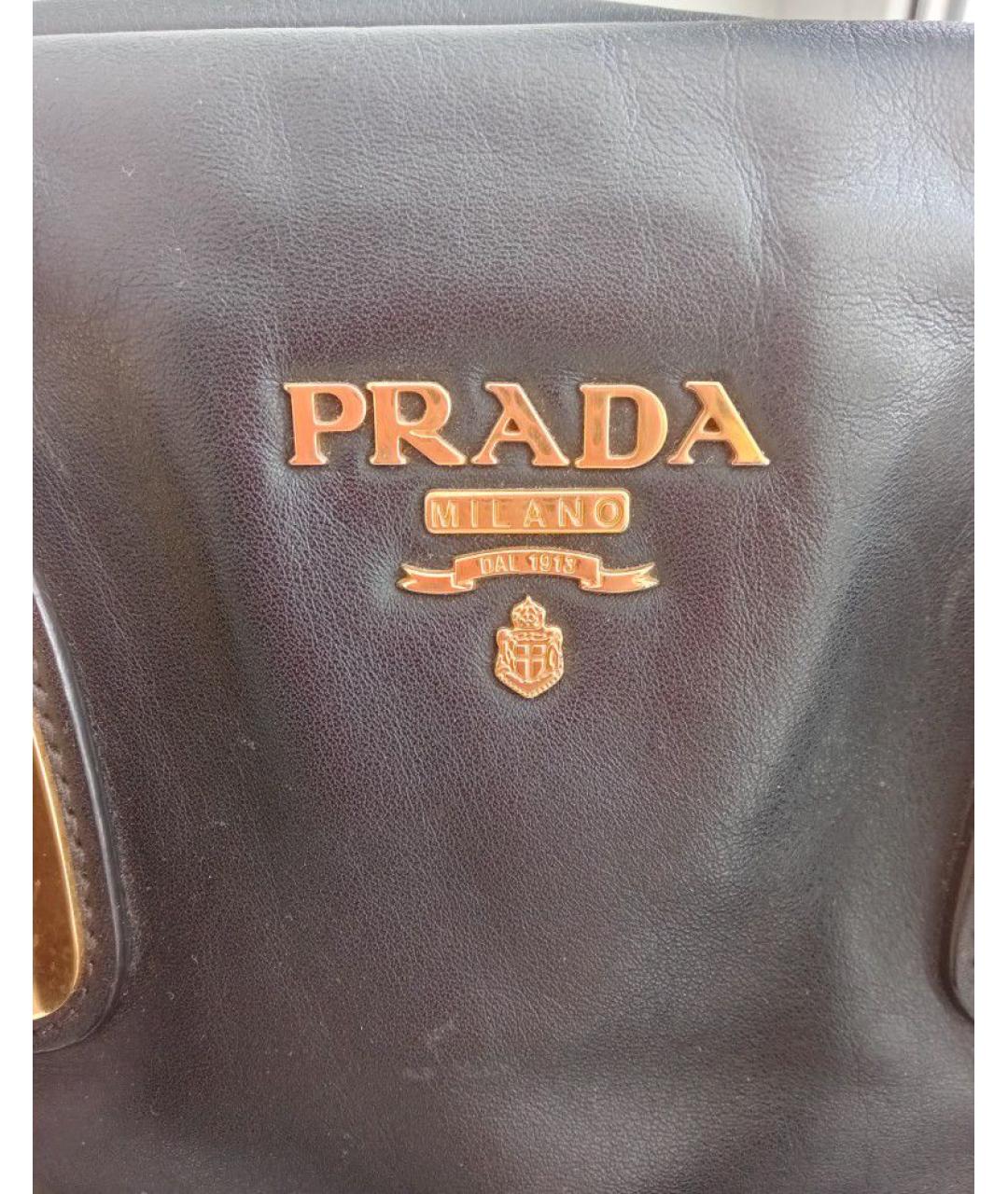 PRADA Черная кожаная сумка с короткими ручками, фото 6