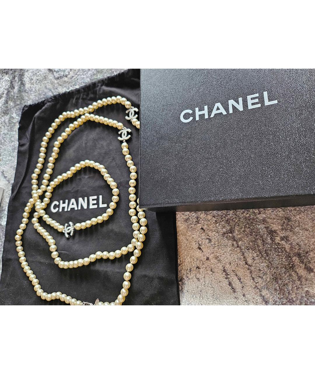 CHANEL Бежевое жемчужное колье, фото 3