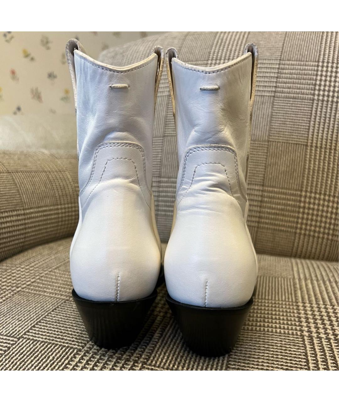 MAISON MARGIELA Белые кожаные полусапоги, фото 4