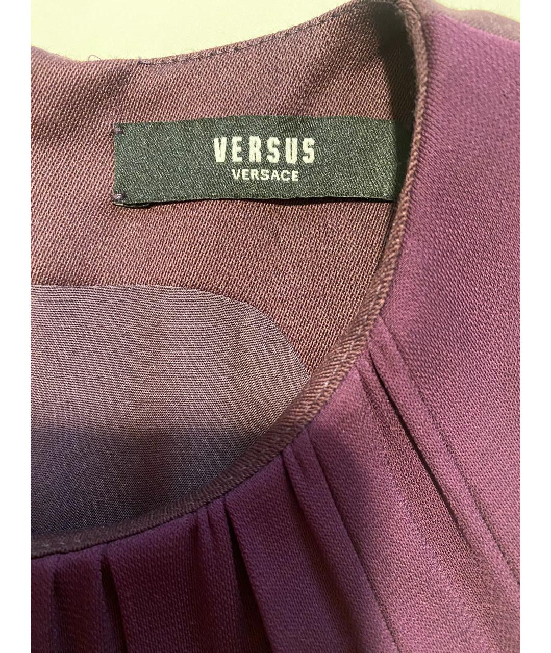 VERSUS VERSACE Бордовое хлопко-эластановое коктейльное платье, фото 8