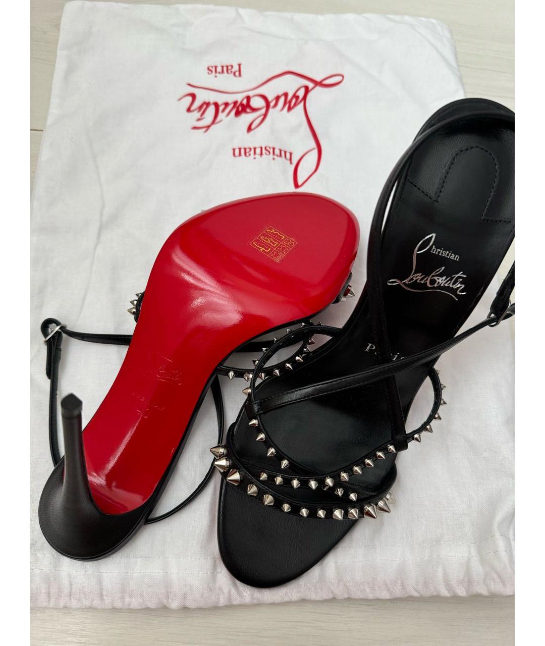 CHRISTIAN LOUBOUTIN Черные кожаные босоножки, фото 5