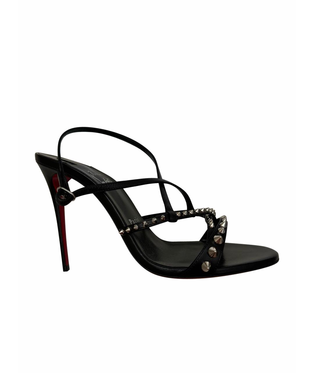 CHRISTIAN LOUBOUTIN Черные кожаные босоножки, фото 1