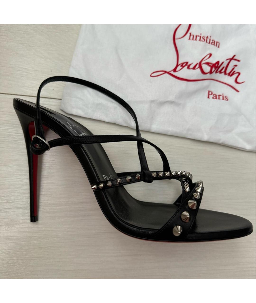 CHRISTIAN LOUBOUTIN Черные кожаные босоножки, фото 6