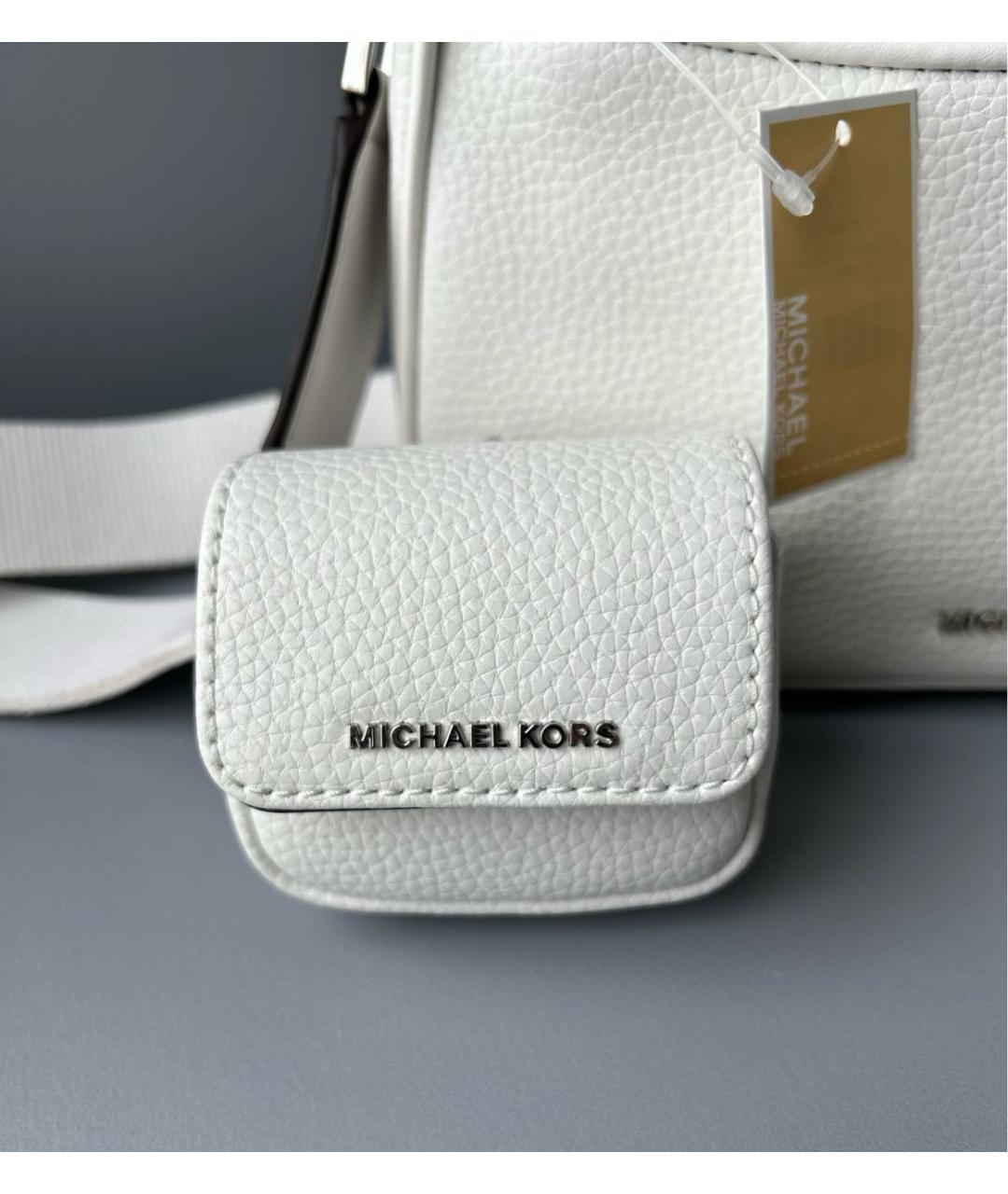 MICHAEL KORS Белая кожаная сумка через плечо, фото 5