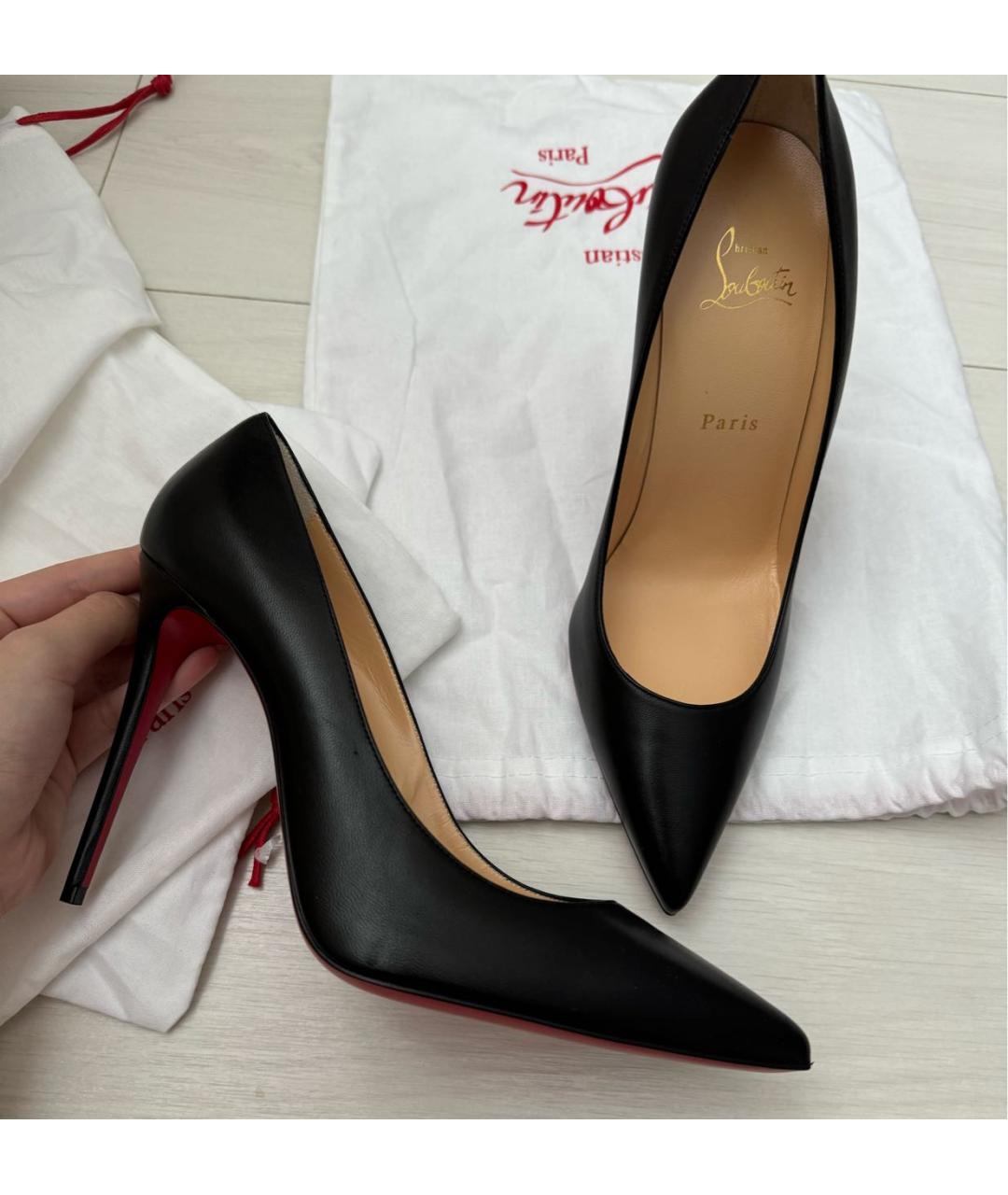 CHRISTIAN LOUBOUTIN Черные кожаные туфли, фото 5